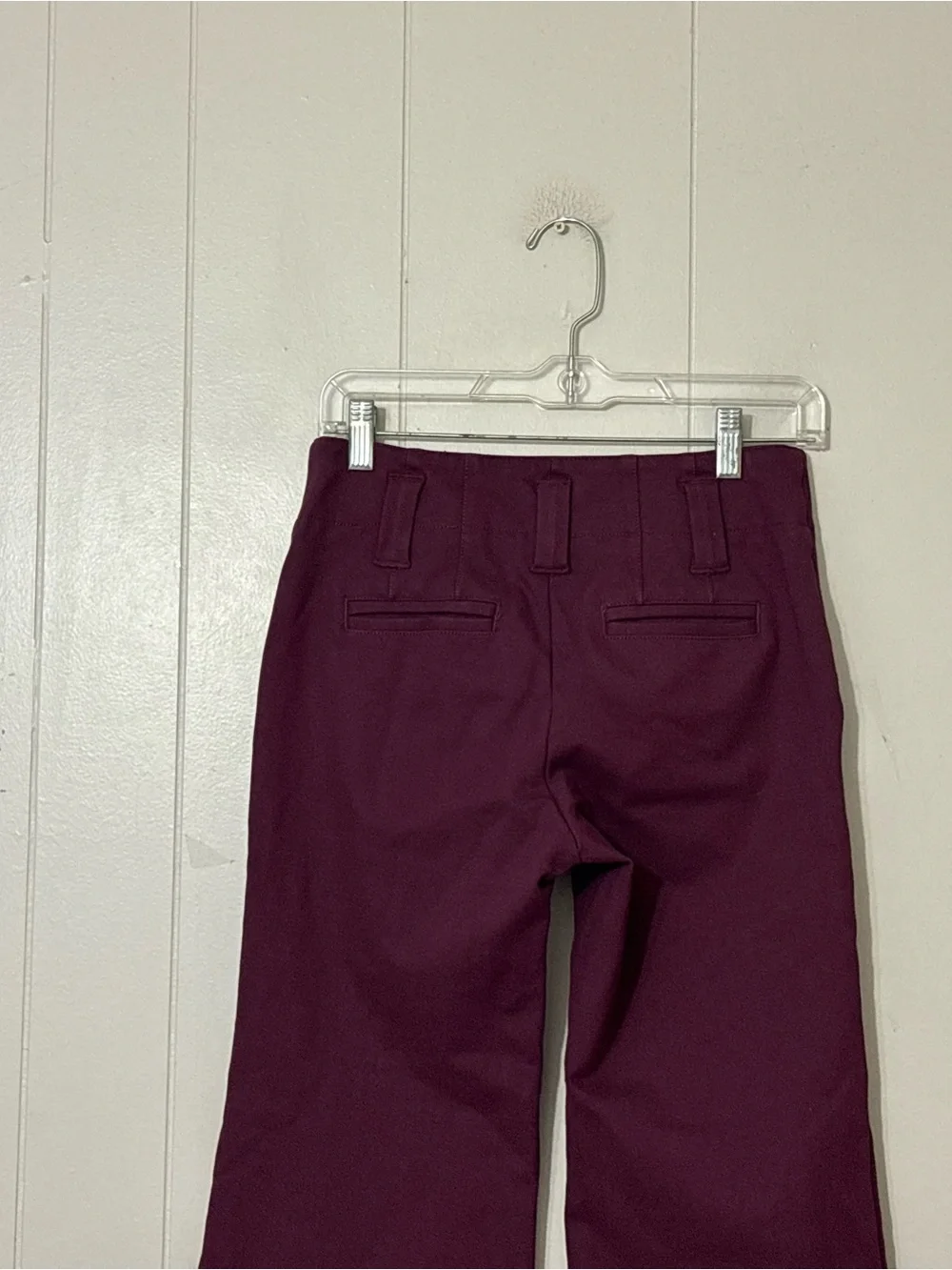 Anthropologie Maeve Naomi Ponte Wide Leg Pants Plum Pull On Petite 2P Flare - Picture 7 of 11